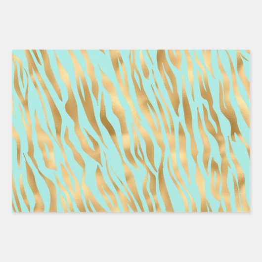 Mooie Gouden dierenprint mint achtergrond Inpakpapier Vel (Voorkant 3)