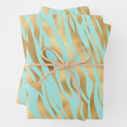 Mooie Gouden dierenprint mint achtergrond Inpakpapier Vel (In situ)