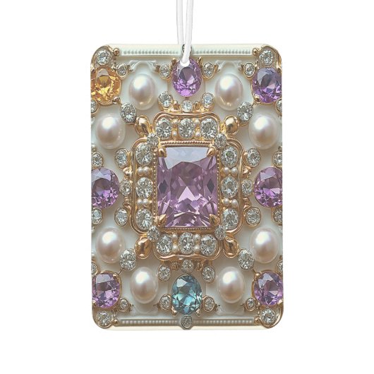 Mooie gouden edelstenen  diamanten parels luchtverfrisser (Achterkant)