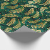 Mooie Gouden en Groene Tropische Bladeren Cadeaupapier (Hoek)