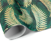 Mooie Gouden en Groene Tropische Bladeren Cadeaupapier (Rol Hoek)