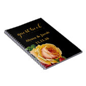 Mooie gouden en rode rozen, zwarte bruiloft notitieboek (Rechterzijde)
