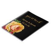 Mooie gouden en rode rozen, zwarte bruiloft notitieboek (Linkerzijde)