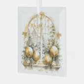 Mooie gouden en witte kerst Design Glas Ornament (Voorkant links)