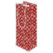 Mooie gouden en witte sneeuwvlokken wijn cadeautas (Achterkant Gekanteld)