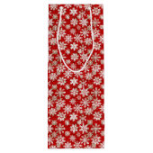 Mooie gouden en witte sneeuwvlokken wijn cadeautas (Achterkant)