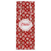 Mooie gouden en witte sneeuwvlokken wijn cadeautas (Voorkant)