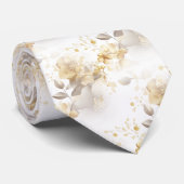 Mooie gouden en zilveren botanische bladeren stropdas (Opgerold)