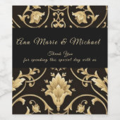 Mooie gouden en zwarte acanthusbladeren elegant wijn etiket (Enkel label)