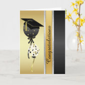 Mooie gouden en zwarte ballonnen Afstuderen Kaart (Gele Bloem)