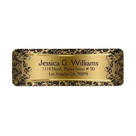 Mooie gouden en zwarte Damaskers en kant Etiket (Voorkant)