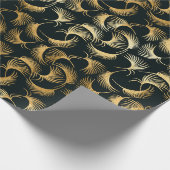 Mooie Gouden en Zwarte Tropische bladeren Cadeaupapier (Hoek)