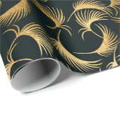 Mooie Gouden en Zwarte Tropische bladeren Cadeaupapier (Rol Hoek)