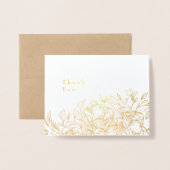 Mooie Gouden Folie geschetst Floral Dank u kaart (Voorkant met envelop)
