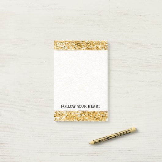 Mooie gouden fonkeling glitter post-it® notes (Op bureau)