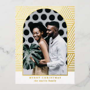 Mooie gouden geometrische patroon foto folie feestdagen briefkaart