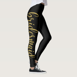 Mooie Gouden Glitter Calligrafie Bruidsmeisje Leggings