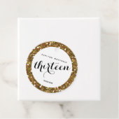 Mooie gouden glitter dertien verjaardag bedankjes labels (In situ)