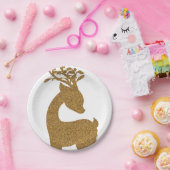 Mooie gouden glitter kerst rendier vakantie papieren bordje (Feest)