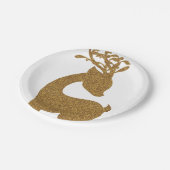 Mooie gouden glitter kerst rendier vakantie papieren bordje (Gekanteld)