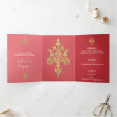 Mooie gouden glitter quinceanera drieluik uitnodiging (Binnen)