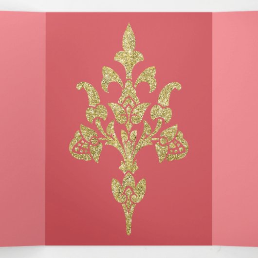 Mooie gouden glitter quinceanera drieluik uitnodiging (Binnenkant midden)