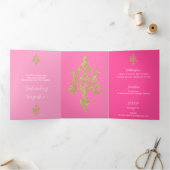 Mooie gouden glitter quinceanera drieluik uitnodiging (Binnen)