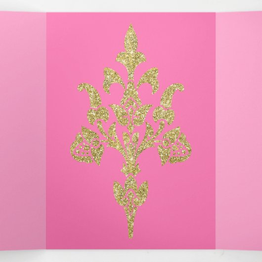 Mooie gouden glitter quinceanera drieluik uitnodiging (Binnenkant midden)