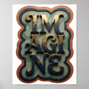 Mooie Gouden IMAGINE Poster