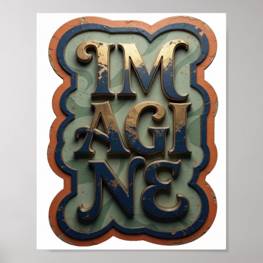 Mooie Gouden IMAGINE Poster (Voorkant)