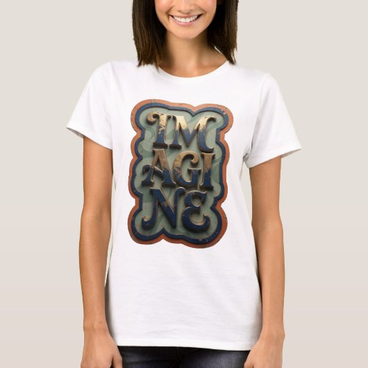 Mooie Gouden IMAGINE T-shirt (Voorkant)
