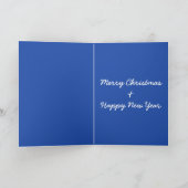 Mooie gouden kerstballen met blauwe Bow Feestdagen Kaart (Binnen)