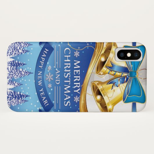 Mooie gouden kerstballetjes met blauwe poot Case-Mate iPhone case (Achterkant (horizontaal))