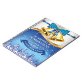 Mooie gouden kerstballetjes met blauwe poot notitieboek (Linkerzijde)