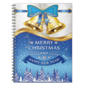 Mooie gouden kerstballetjes met blauwe poot notitieboek (Voorkant)