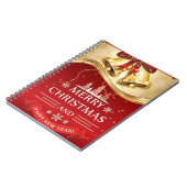 Mooie gouden kerstballetjes met rode boe notitieboek (Linkerzijde)