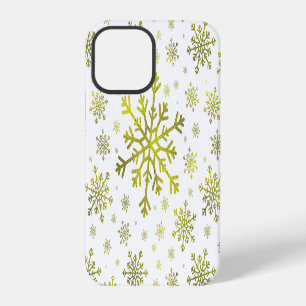 Mooie gouden kerstvlokken op winterwit iPhone 12 pro hoesje