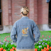 Mooie Gouden Kolibrie en Bloem met Naam Denim Jacket