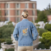 Mooie Gouden Kolibrie en Bloem met Naam Denim Jacket