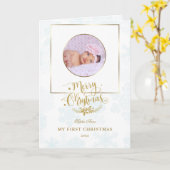 Mooie gouden lijst mijn eerste kerst baby foto kaart (Gele Bloem)