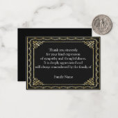 Mooie gouden Lijst na begrafenisdank Notitiekaartje (Voorkant / Achterkant in situ)