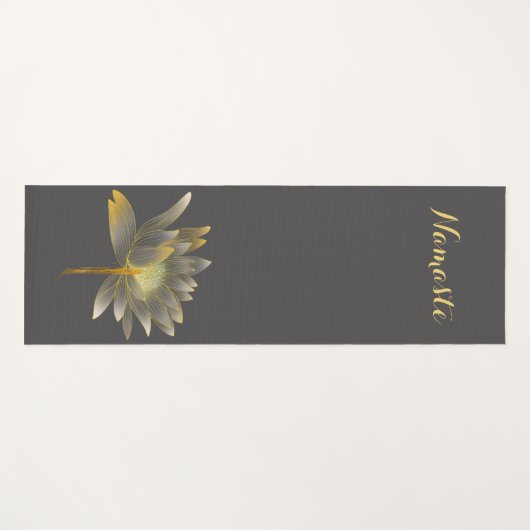 Mooie gouden Lotus Bloem Illustratie Grijs Yogamat (Voorkant (horizontaal))