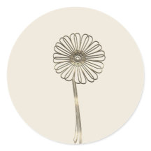 Mooie gouden margriet klassieke ronde sticker