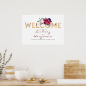 Mooie gouden marineblauw en Bourgogne huwelijk Poster (Keuken)