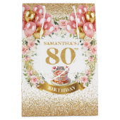 Mooie gouden nummer 80e verjaardag Sparkle Bag Medium Cadeauzakje (Voorkant)