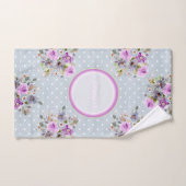 Mooie gouden paarse bloem op grijze polkadot bad handdoek (Handdoek)