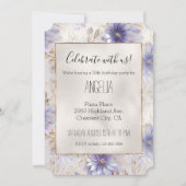 Mooie gouden parel witte paarse bloemen kaart (Voorkant)