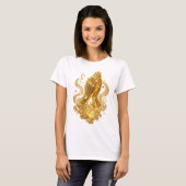 Mooie gouden PRAYING HANDS Slogan T-shirt (Voorkant volledig)