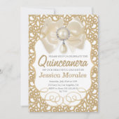 Mooie gouden Quinceanera Uitnodiging (Voorkant)
