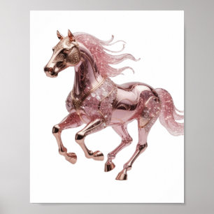 Mooie Gouden ROZE GLINSTERENDE PAARD Modern Design Poster